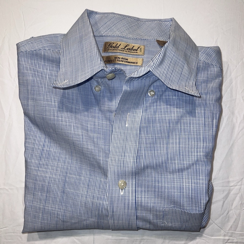 Roundtree & Yorke Gold Label Mens Non-Iron EZ Wash Shirt 17/34 Check Stripe 172